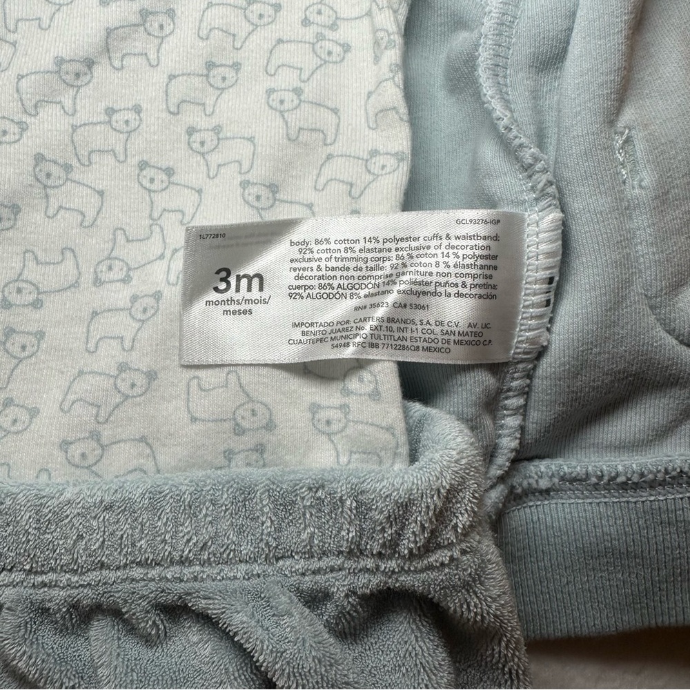 Carter's Baby Boy Outfit Bundle 3M Blue Animal Theme Hoodie Zip Up 4 Piece - Picture 4 of 9